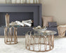 Monett Round End Table Chocolate Chrome and Clear - Bargain Furniture (Detroit, MI)