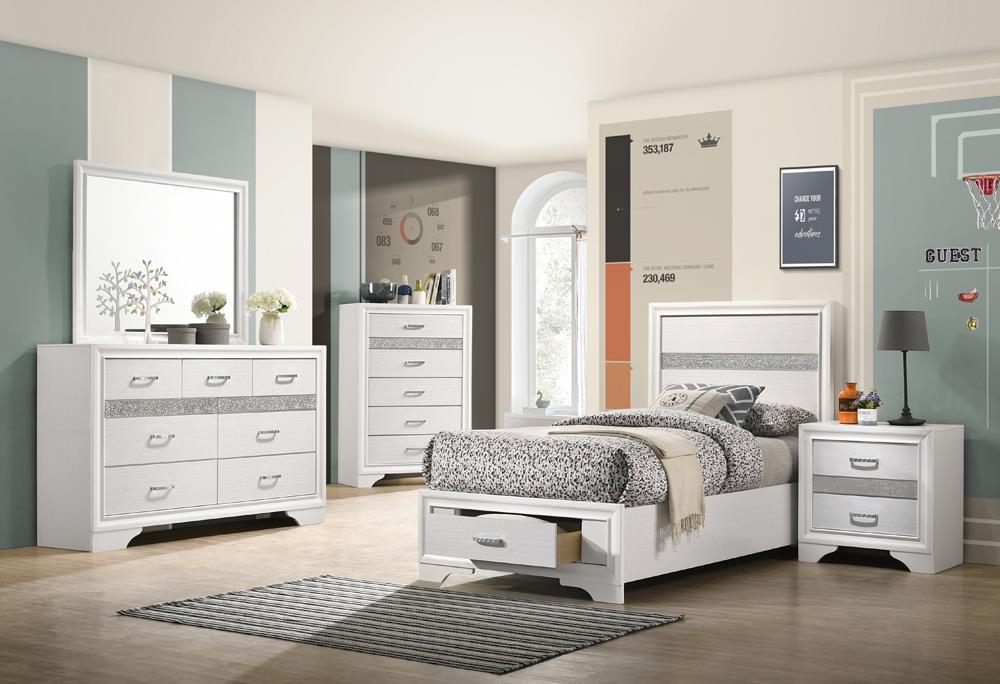 Miranda Full & Twin Storage Bed White - Bargain Furniture (Detroit, MI)