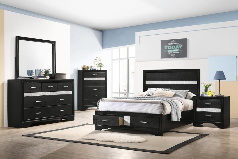 Miranda Full & Twin Storage Bed Black - Bargain Furniture (Detroit, MI)