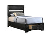 Miranda Twin Storage Bed Black - Bargain Furniture (Detroit, MI)
