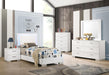 Felicity Full & Twin Panel Bed with LED Lighting Glossy White - Bargain Furniture (Detroit, MI)