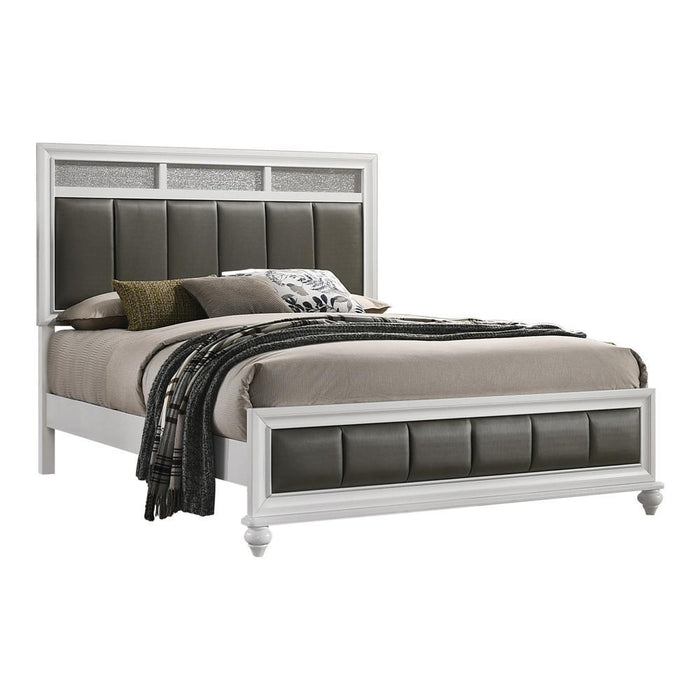 Barzini California King, E.King, & Queen Upholstered Panel Bed White - Bargain Furniture (Detroit, MI)