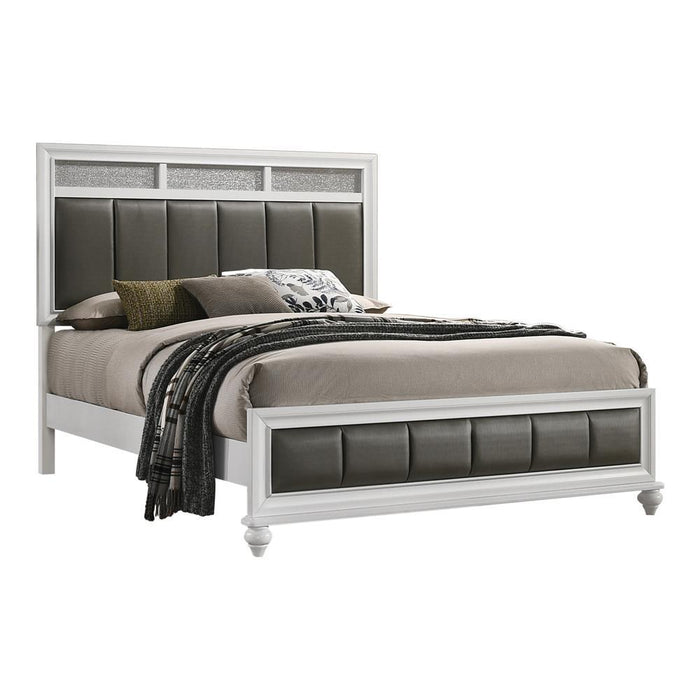 Barzini California King, E.King, & Queen Upholstered Panel Bed White - Bargain Furniture (Detroit, MI)