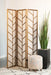 Mila Foldable 3-panel Screen Walnut and Linen - Bargain Furniture (Detroit, MI)
