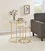 Maylin 2-piece Round Glass Top Nesting Tables Gold - Bargain Furniture (Detroit, MI)