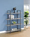 Cole 4-Shelf Bookcase Grey Driftwood and Gunmetal - Bargain Furniture (Detroit, MI)