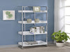 Ember 4-shelf Bookcase White High Gloss and Chrome - Bargain Furniture (Detroit, MI)