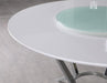 Abby Round Dining Table with Lazy Susan White and Chrome - Bargain Furniture (Detroit, MI)