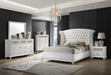 Barzini Eastern King Wingback Tufted Bed White - Bargain Furniture (Detroit, MI)