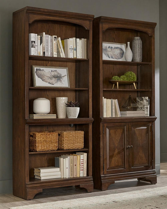 Hartshill Bookcase with Cabinet Burnished Oak - Bargain Furniture (Detroit, MI)