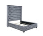 Rocori Queen Wingback Tufted Bed Grey - Bargain Furniture (Detroit, MI)