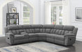 Bahrain 6-piece Upholstered Motion Sectional Charcoal - Bargain Furniture (Detroit, MI)