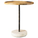 Ginevra Round Wooden Top Accent Table Natural and White - Bargain Furniture (Detroit, MI)