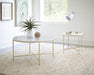 Ellison Round X-cross Coffee Table White and Gold - Bargain Furniture (Detroit, MI)