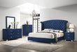 Melody Eastern King Wingback Upholstered Bed Pacific Blue - Bargain Furniture (Detroit, MI)