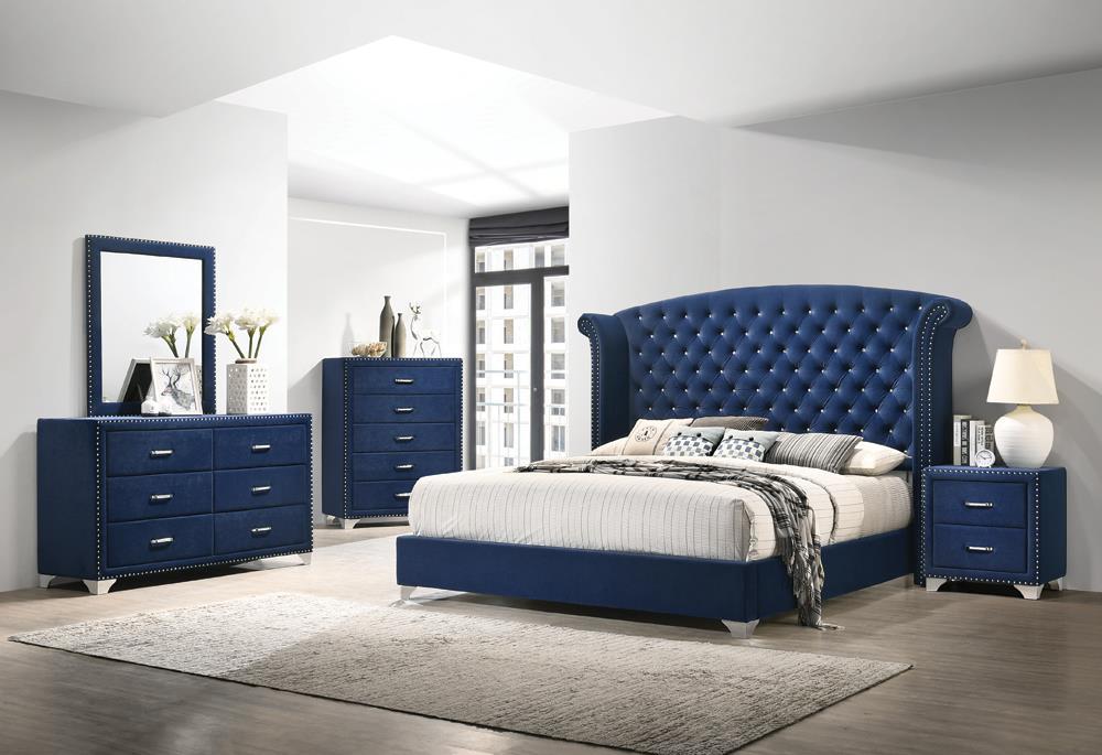 Melody Rectangular Upholstered Dresser Mirror Pacific Blue - Bargain Furniture (Detroit, MI)