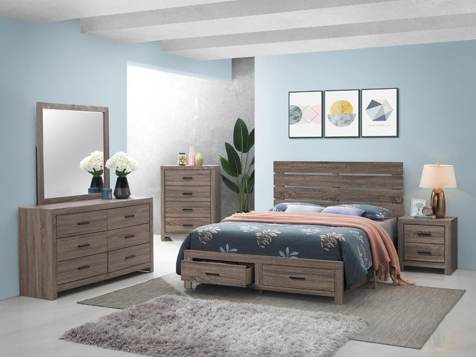 Brantford Eastern King & Queen Panel Bed Barrel Oak - Bargain Furniture (Detroit, MI)