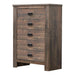 Frederick 5-drawer Chest Weathered Oak - Bargain Furniture (Detroit, MI)