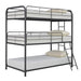 Garner Triple Twin Bunk Bed with Ladder Gunmetal - Bargain Furniture (Detroit, MI)