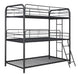 Garner Triple Twin Bunk Bed with Ladder Gunmetal - Bargain Furniture (Detroit, MI)