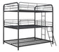 Garner Triple Full Bunk Bed with Ladder Gunmetal - Bargain Furniture (Detroit, MI)