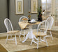 Allison Drop Leaf Round Dining Table Natural Brown and White - Bargain Furniture (Detroit, MI)