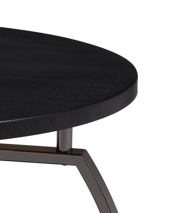 Dacre Round Coffee Table Dark Grey and Black Nickel - Bargain Furniture (Detroit, MI)