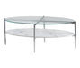 Cadee Round Glass Top Coffee Table White and Chrome - Bargain Furniture (Detroit, MI)