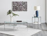 Cadee Round Glass Top Coffee Table White and Chrome - Bargain Furniture (Detroit, MI)