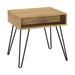 Fanning Square End Table with Open Compartment Golden Oak and Black - Bargain Furniture (Detroit, MI)
