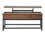 Byers Black Coffee Table with Hidden Storage Brown Oak and Sandy Black - Bargain Furniture (Detroit, MI)