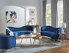 Sophia Upholstered Camel Back Loveseat Blue - Bargain Furniture (Detroit, MI)