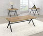 Colmar 3-piece Trestle Occasional Table Set Golden Oak and Gunmetal - Bargain Furniture (Detroit, MI)
