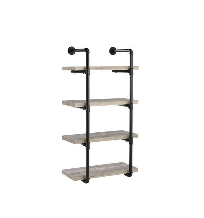 Elmcrest 24-inch Wall Shelf Black and Rustic Oak - Bargain Furniture (Detroit, MI)