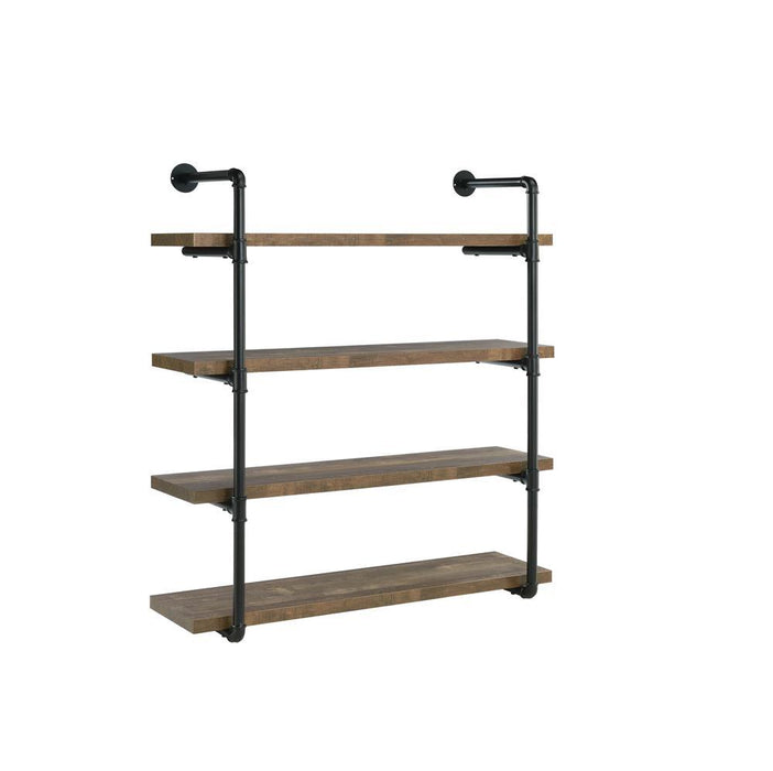 Elmcrest 40-inch Wall Shelf Black and Grey Driftwood - Bargain Furniture (Detroit, MI)