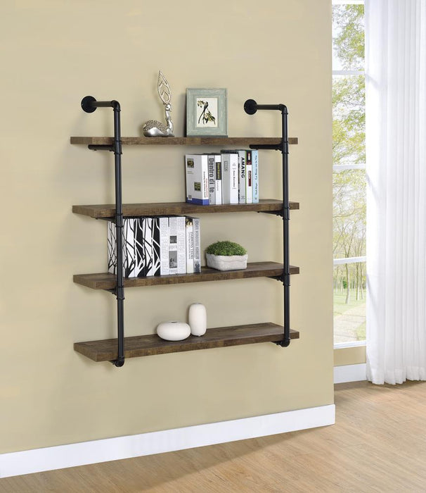 Elmcrest 40-inch Wall Shelf Black and Grey Driftwood - Bargain Furniture (Detroit, MI)