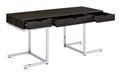 Noorvik 3-drawer Writing Desk Dark Oak and Chrome - Bargain Furniture (Detroit, MI)