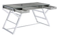 Emelle 2-drawer Glass Top Writing Desk Grey Driftwood and Chrome - Bargain Furniture (Detroit, MI)