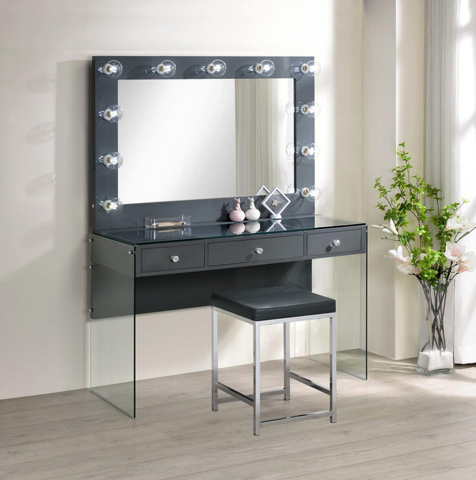 Afshan Upholstered Square Padded Cushion Vanity Stool - Bargain Furniture (Detroit, MI)