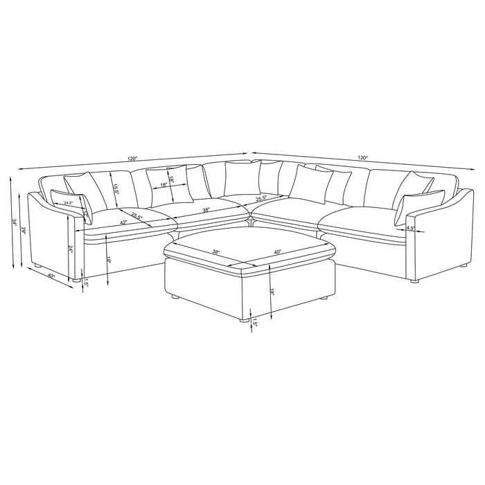 Hobson 6 Piece Sectionals - Bargain Furniture (Detroit, MI)