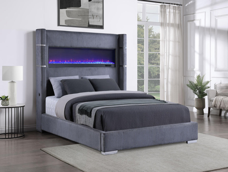 Tisdall California King, E.King & Queen Bed Grey, Black & Queen - Bargain Furniture (Detroit, MI)