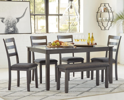 Bridson Dining Table and Chairs with Bench (Set of 6) - Bargain Furniture (Detroit, MI)