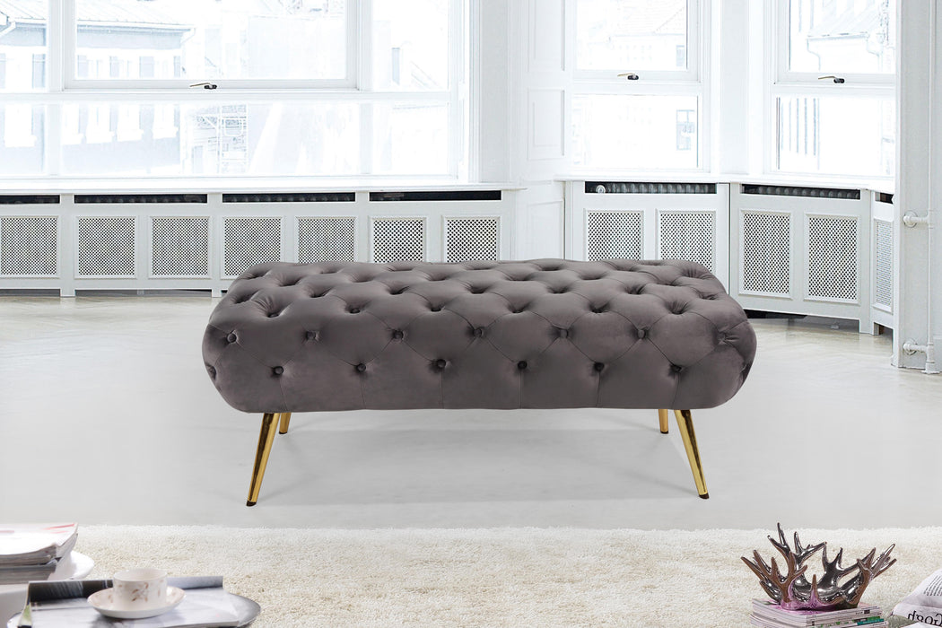 Amara Grey Velvet Bench