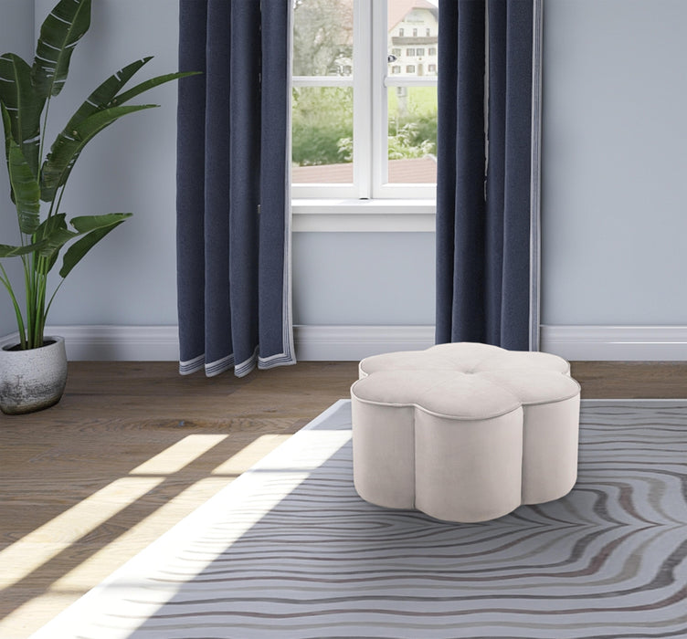 Daisy Cream Velvet Ottoman