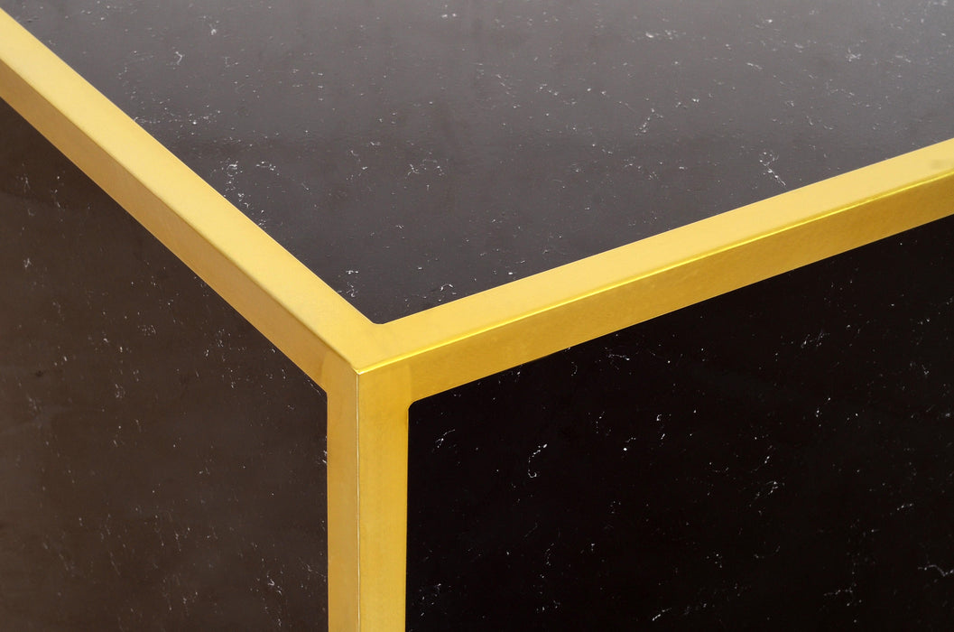Glitz Black Faux Marble End Table - Bargain Furniture (Detroit, MI)