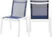 Nizuc Navy Mesh Waterproof Fabric Outdoor Patio Aluminum Mesh Dining Chair image