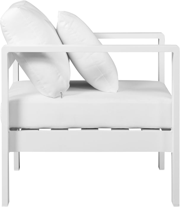 Nizuc White Waterproof Fabric Outdoor Patio Aluminum Arm Chair