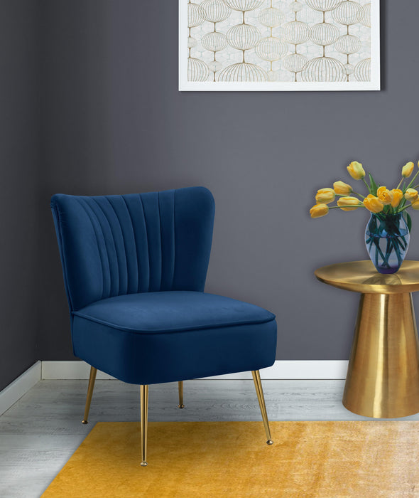 Tess Navy Velvet Accent Chair