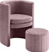 Selena Pink Velvet Accent Chair and Ottoman Set image