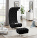 Crescent Black Velvet Ottoman - Bargain Furniture (Detroit, MI)
